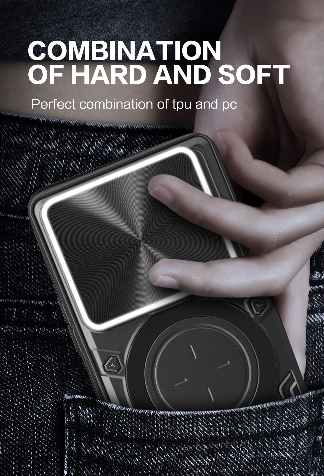 Motorola Moto Edge 60Pro Ring Kickstand Case w/ Camera Cover [Black]