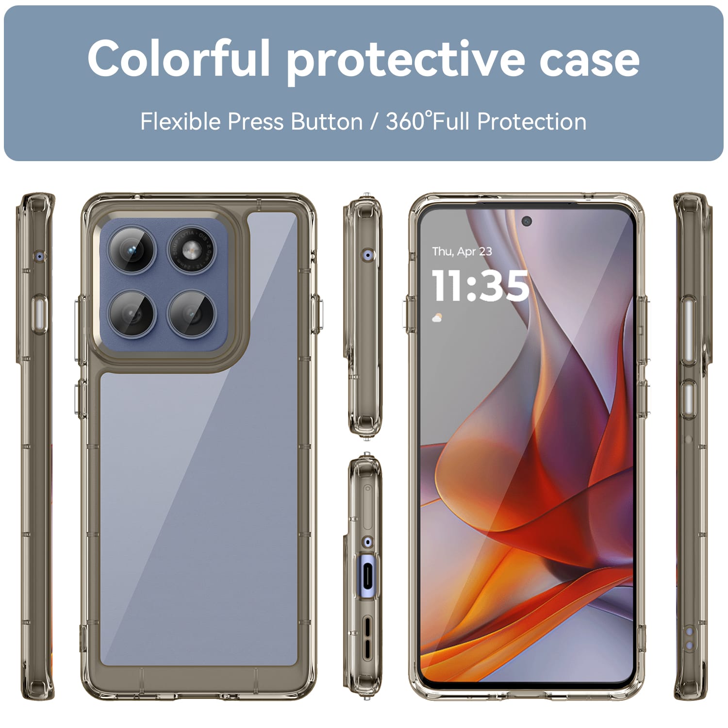 Motorola Moto Edge 60Pro Soft TPU Bumper Case [Clear Grey]
