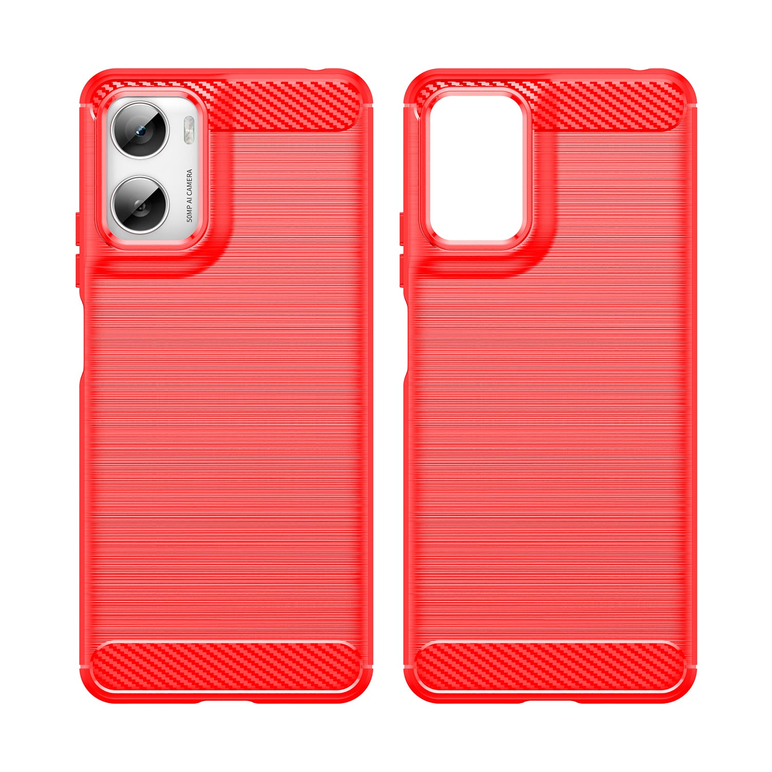 Moto G06 4G Carbon Fibre TPU Case Slim Shockproof Cover Red