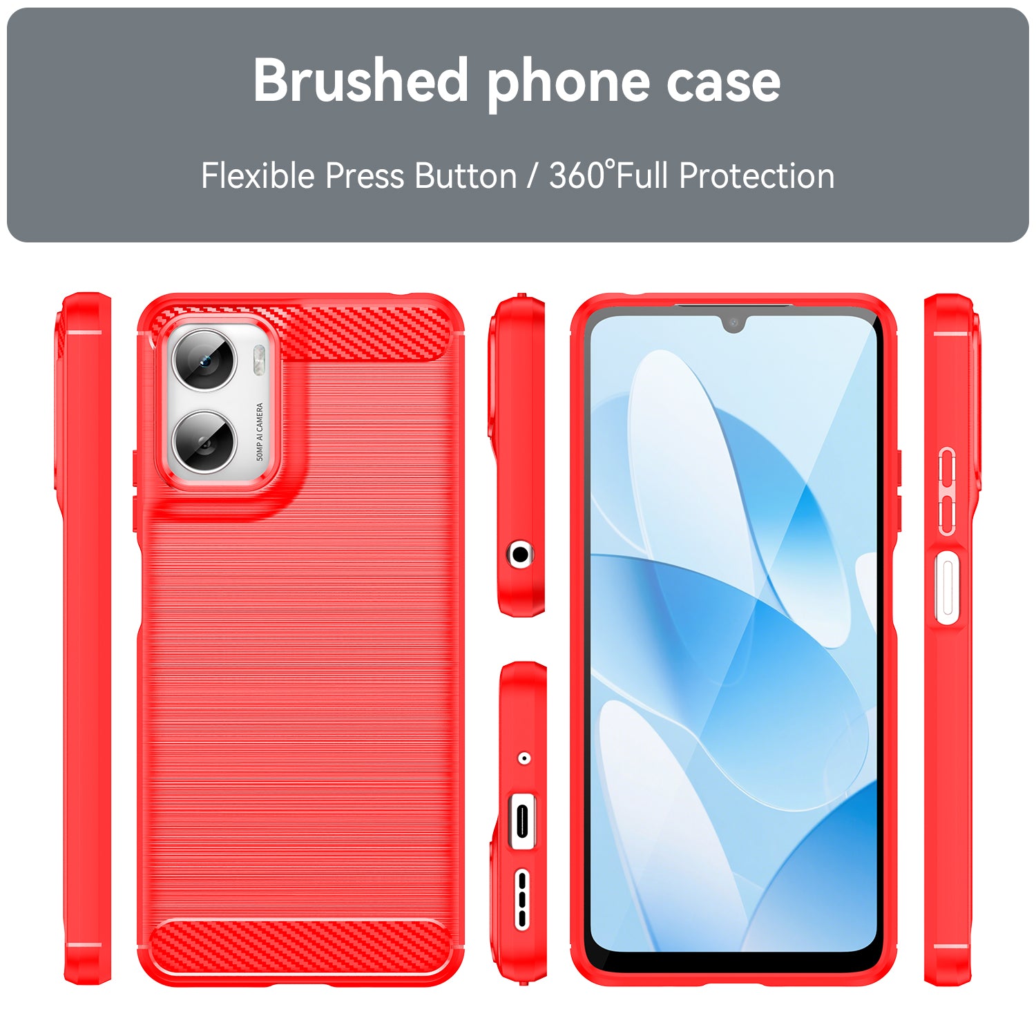 Moto G06 4G Carbon Fibre TPU Case Slim Shockproof Cover Red