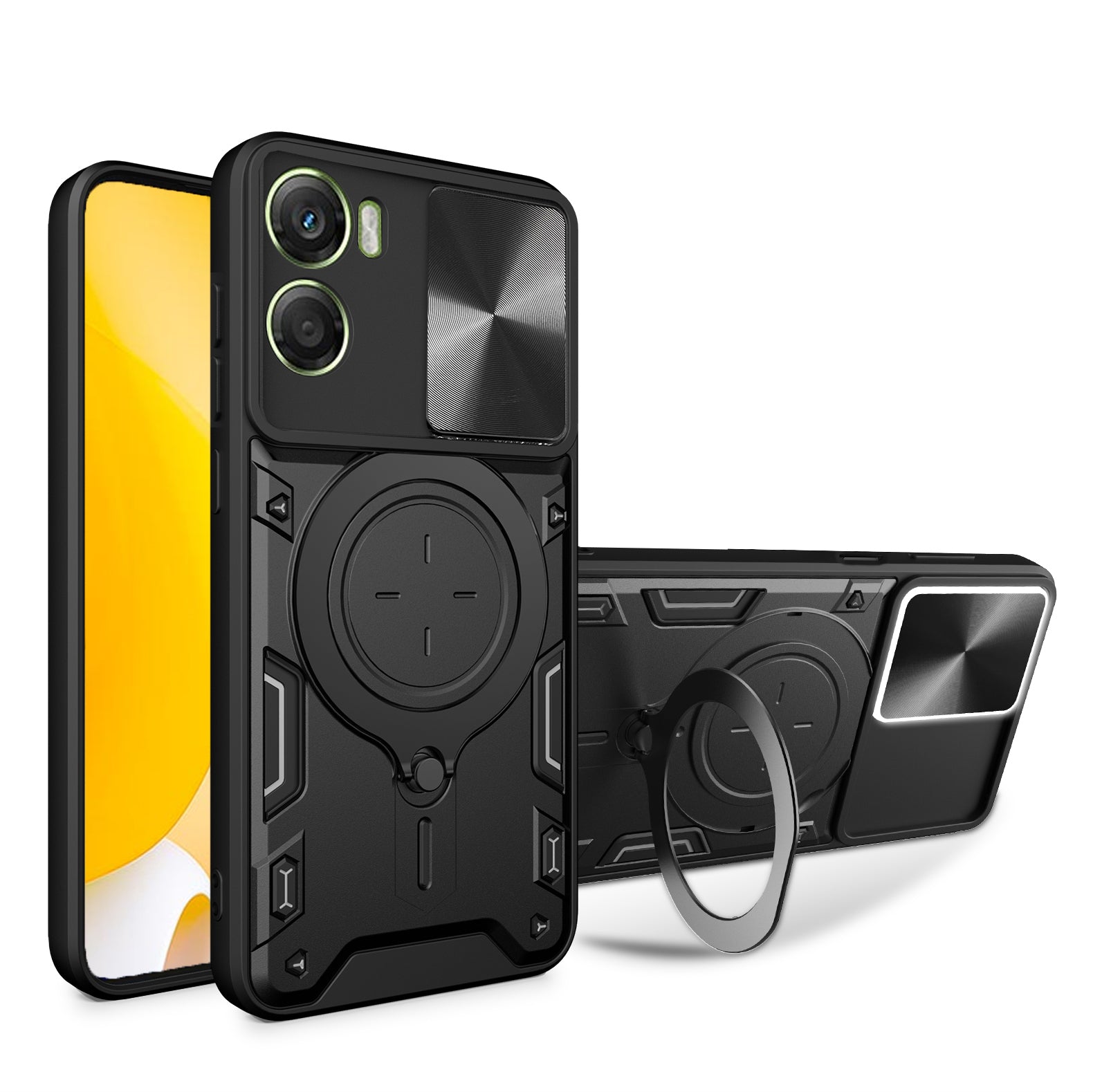 Motorola Moto G06 4G  Ring Kickstand Case w/ Camera Cover [Black]