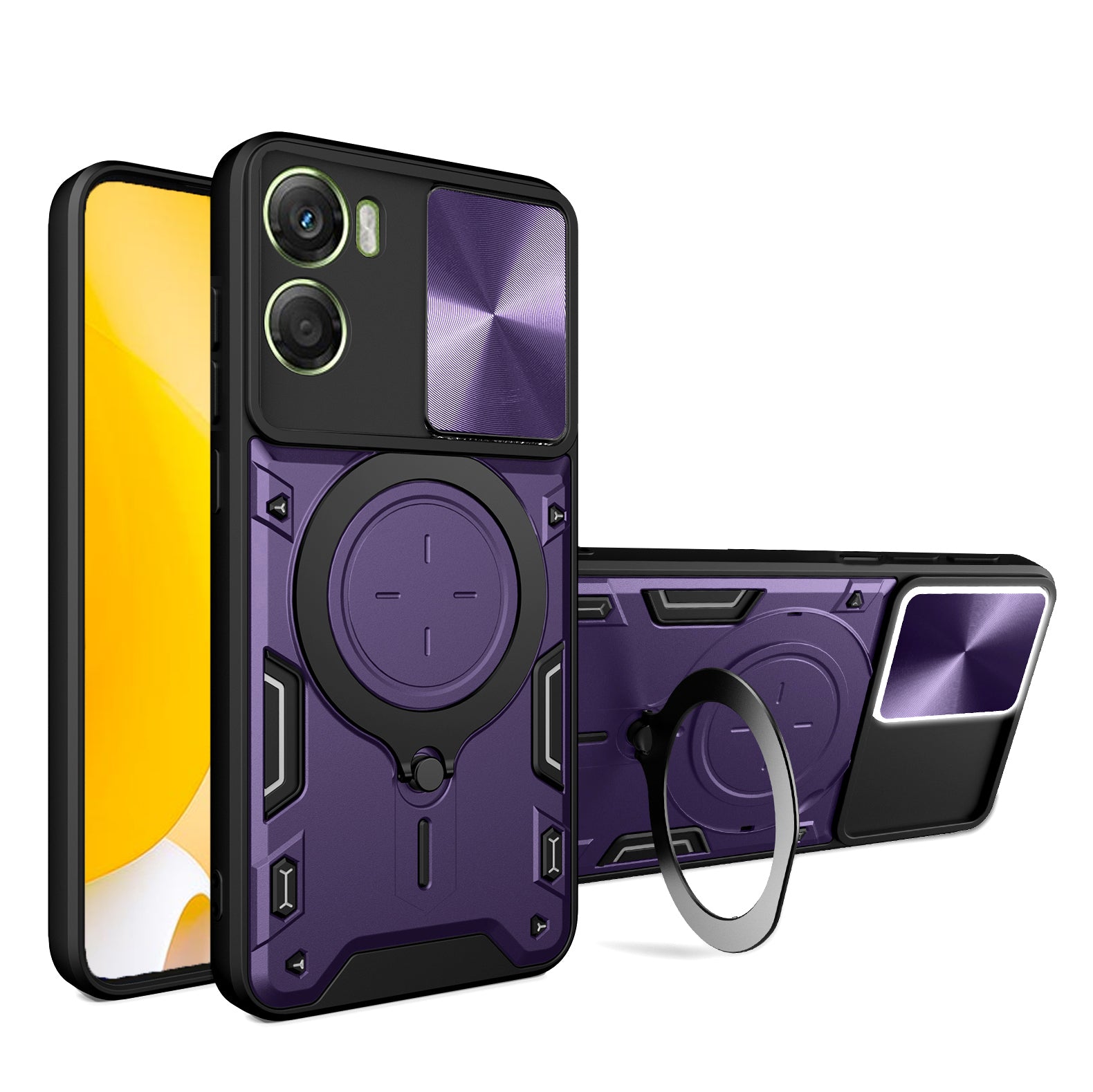 Motorola Moto G06 4G  Ring Kickstand Case w/ Camera Cover [Purple]