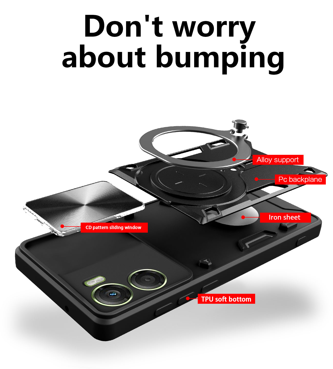 Motorola Moto G06 4G  Ring Kickstand Case w/ Camera Cover [Purple]