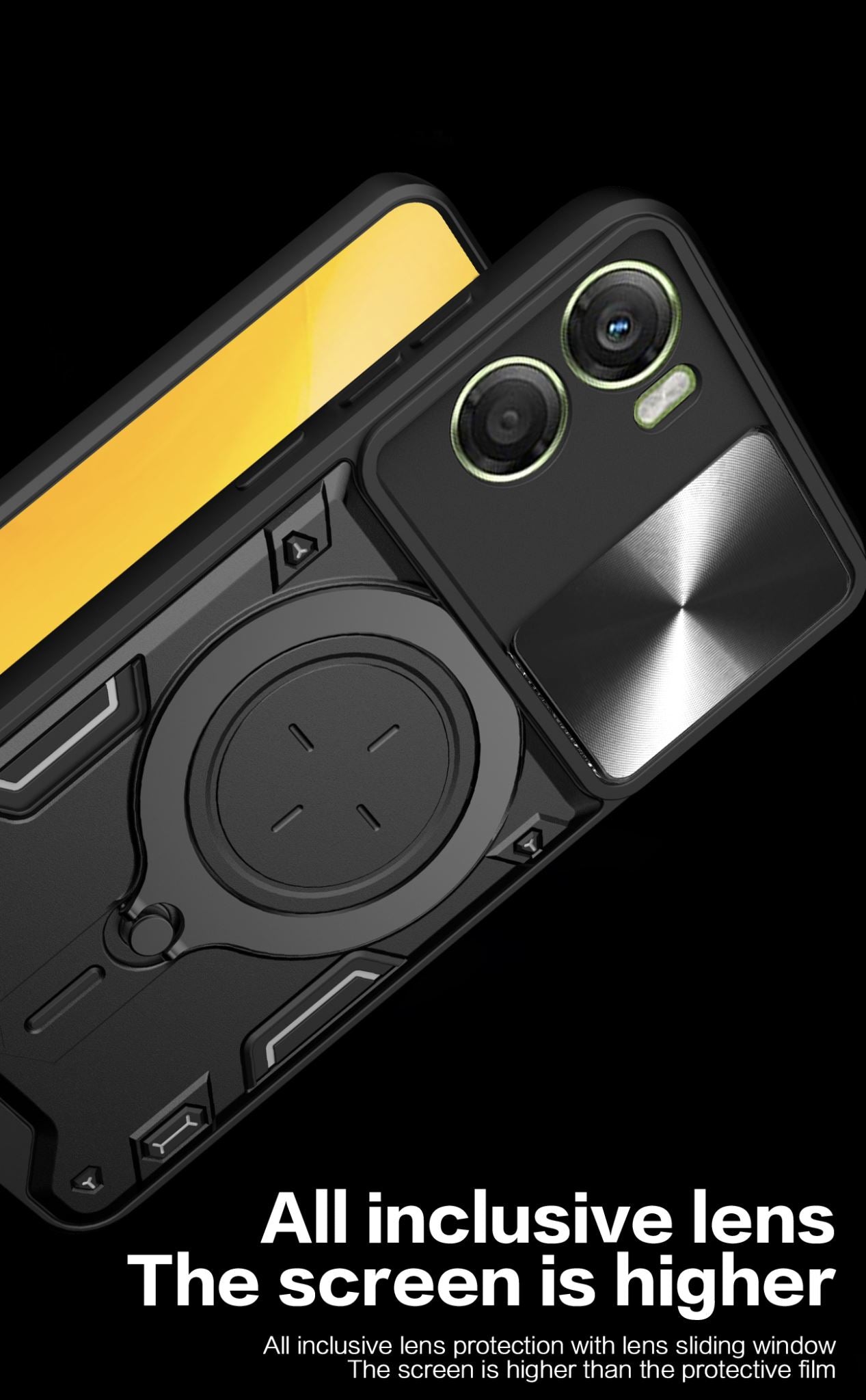 Motorola Moto G06 4G  Ring Kickstand Case w/ Camera Cover [Black]