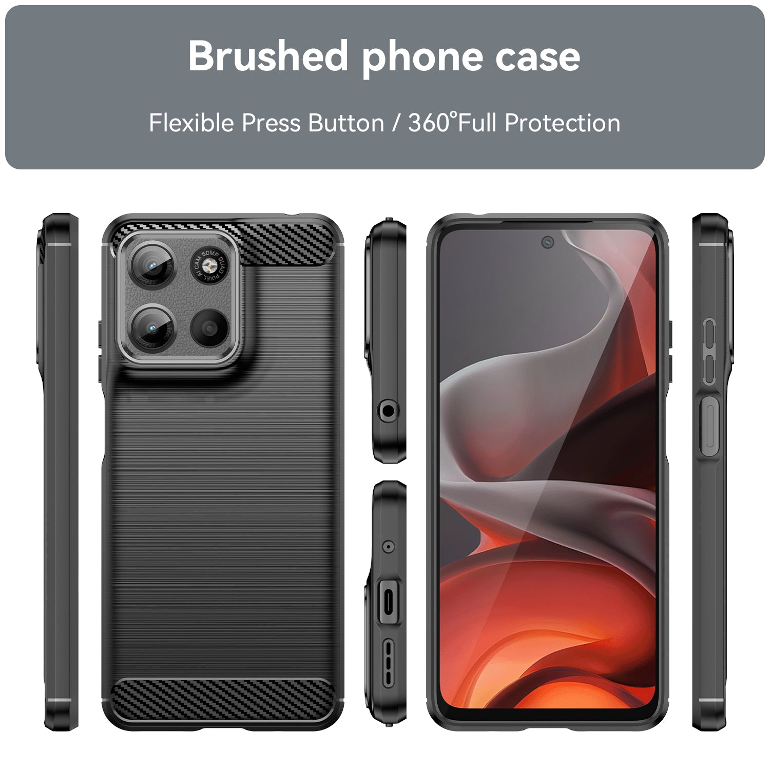 Motorola Moto G15 4G Carbon Fibre Brushed Case [Black]