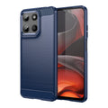 Motorola Moto G15 4G Carbon Fibre TPU Case Slim Shockproof Cover Navy - Navy
