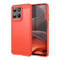 Motorola Moto G15 4G Carbon Fibre TPU Case Slim Shockproof Cover Red - Red