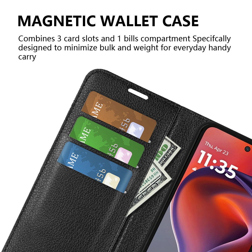 Motorola Moto G15 4G PU Wallet Case [Black]