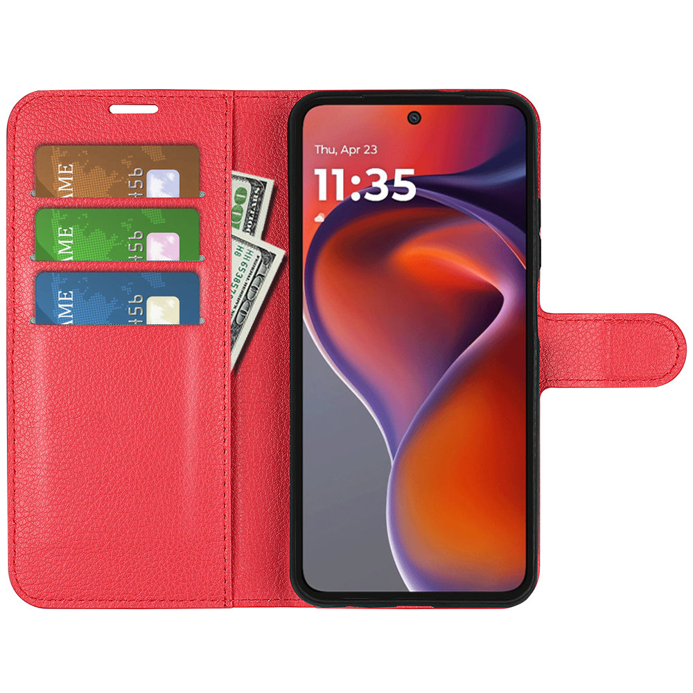 Motorola Moto G15 4G PU Wallet Case [Red]