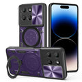 Motorola Moto G15 4G Ring Kickstand Case w/ Camera Cover [Purple] - Purple