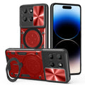 Motorola Moto G15 4G Ring Kickstand Case w/ Camera Cover [Red] - Red