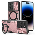 Motorola Moto G15 4G Ring Kickstand Case w/ Camera Cover [Rose Gold] - Rose Gold