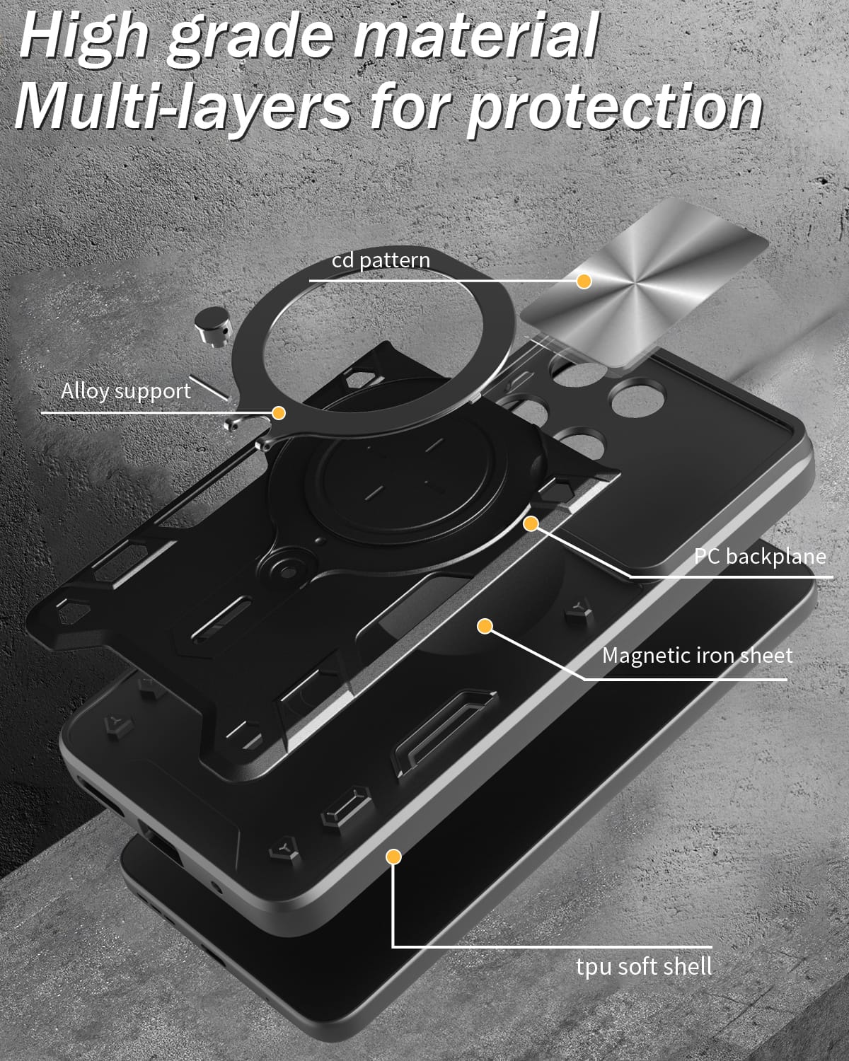 Motorola Moto G15 4G Ring Kickstand Case w/ Camera Cover [Purple]