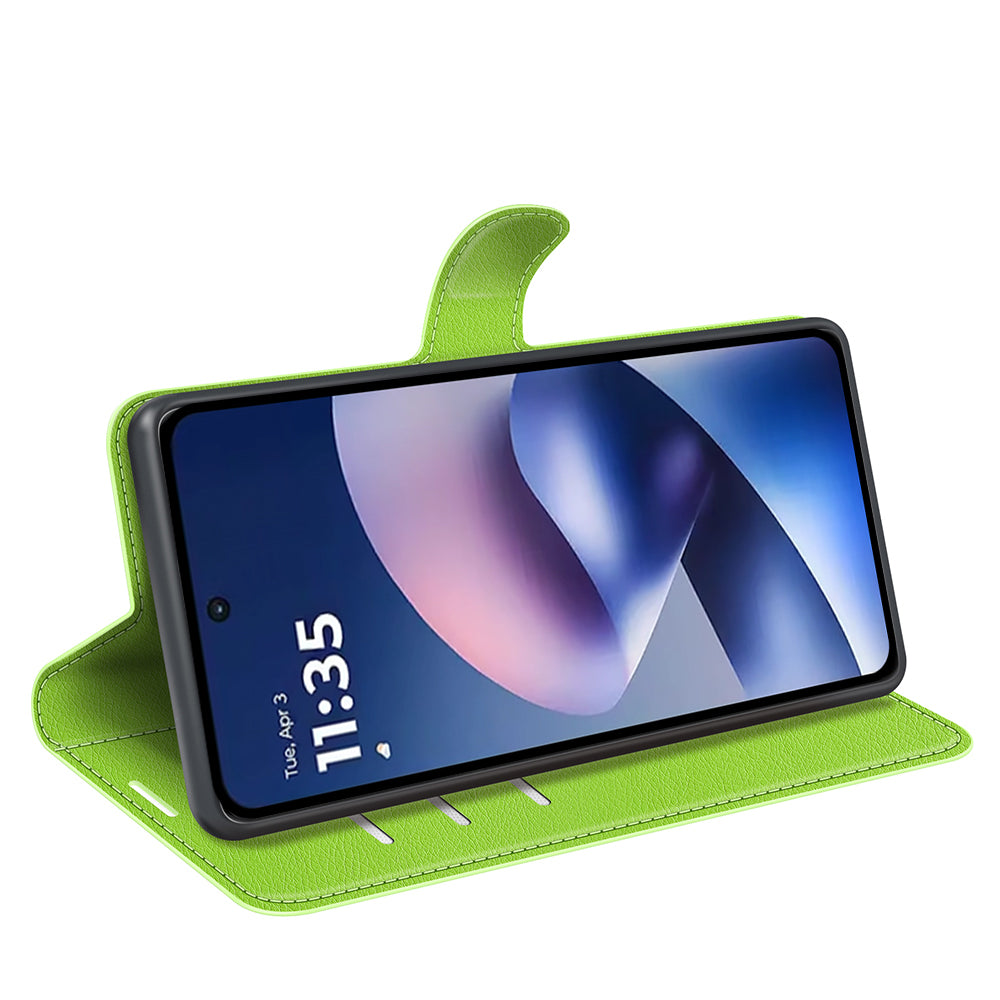 Wallet Case for Motorola Moto G37 / G47 – PU Leather Flip Cover with Card Holder & Stand [Green]