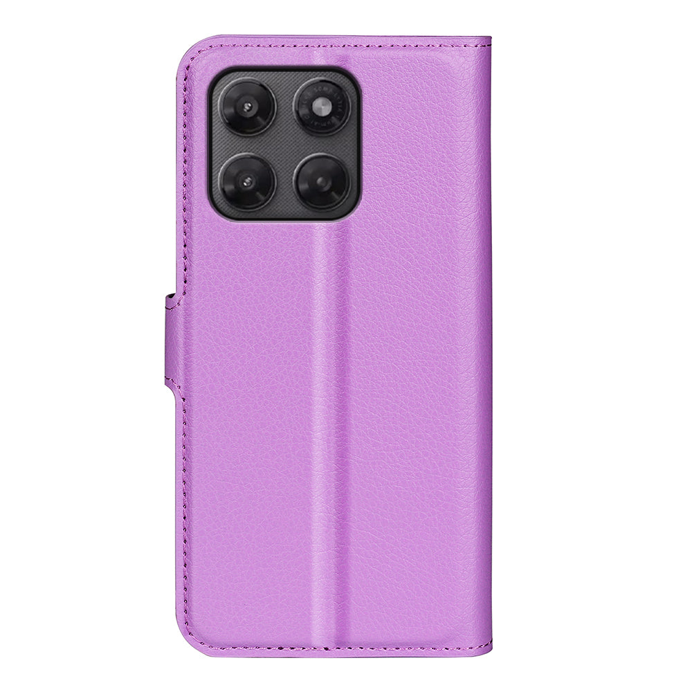 Wallet Case for Motorola Moto G37 / G47 – PU Leather Flip Cover with Card Holder & Stand [Purple]