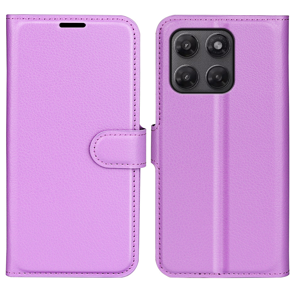 Wallet Case for Motorola Moto G37 / G47 – PU Leather Flip Cover with Card Holder & Stand [Purple]