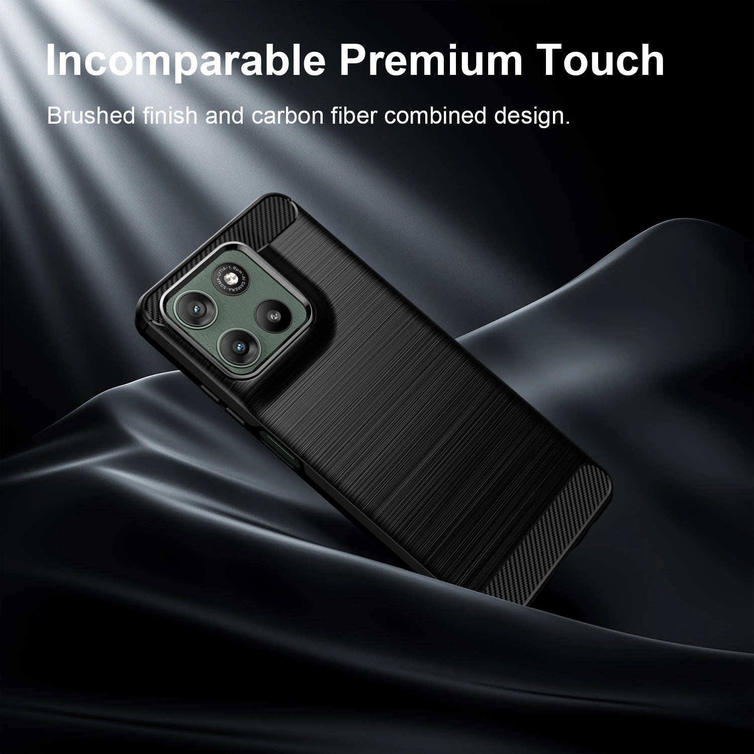 Motorola Moto G37 / G47 Carbon Fibre TPU Case Slim Shockproof Cover Black