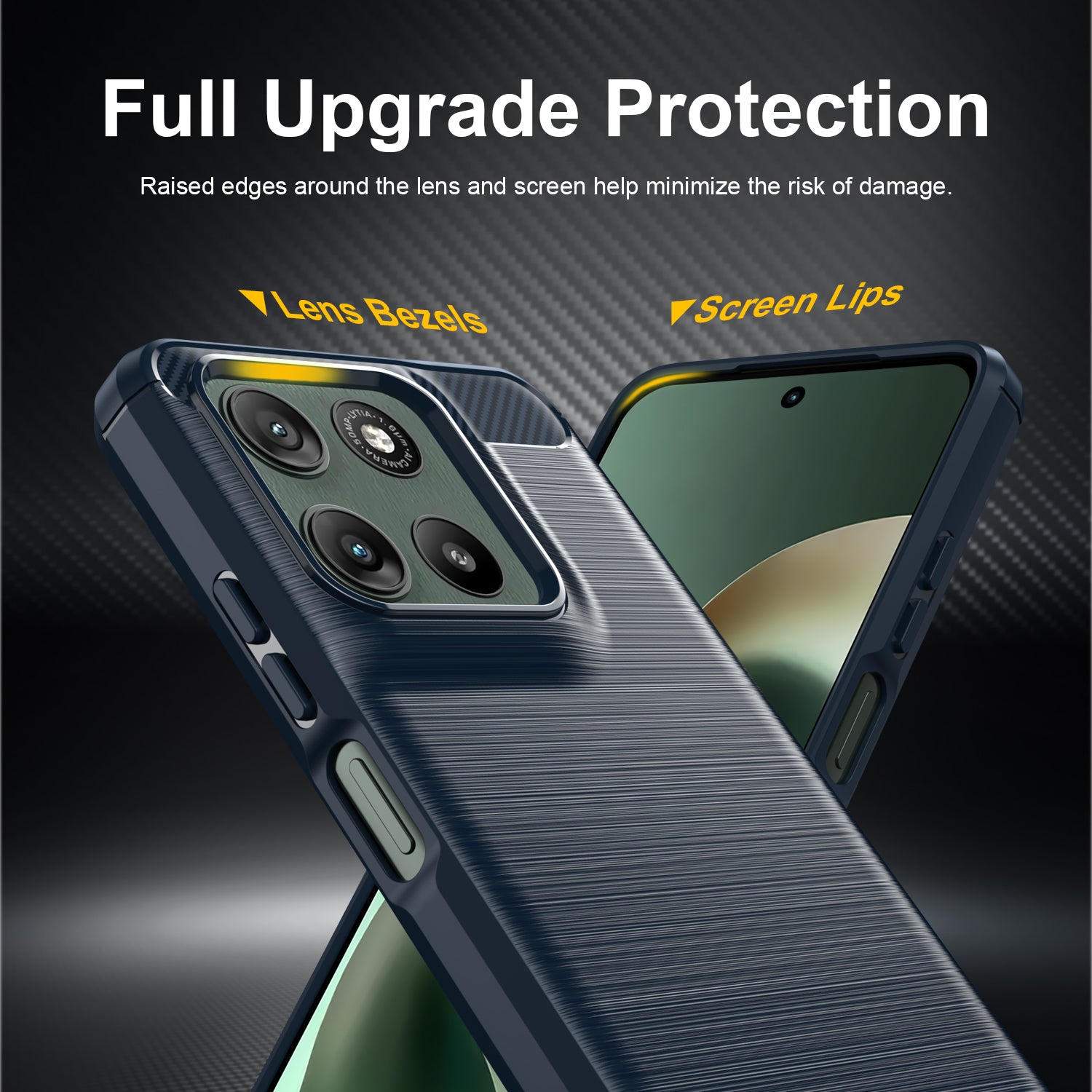 Motorola Moto G37 / G47 Carbon Fibre TPU Case Slim Shockproof Cover Navy