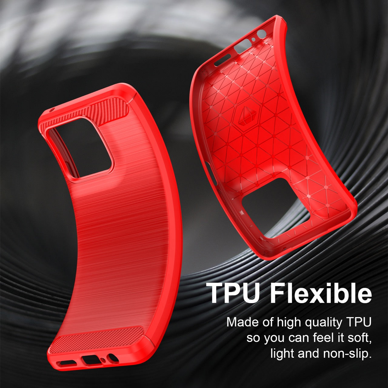 Motorola Moto G37 / G47 Carbon Fibre TPU Case Slim Shockproof Cover Red