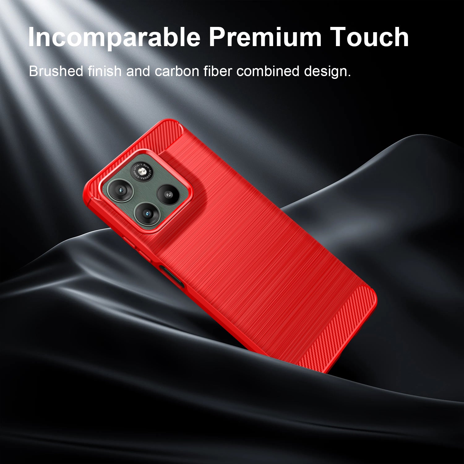 Motorola Moto G37 / G47 Carbon Fibre TPU Case Slim Shockproof Cover Red