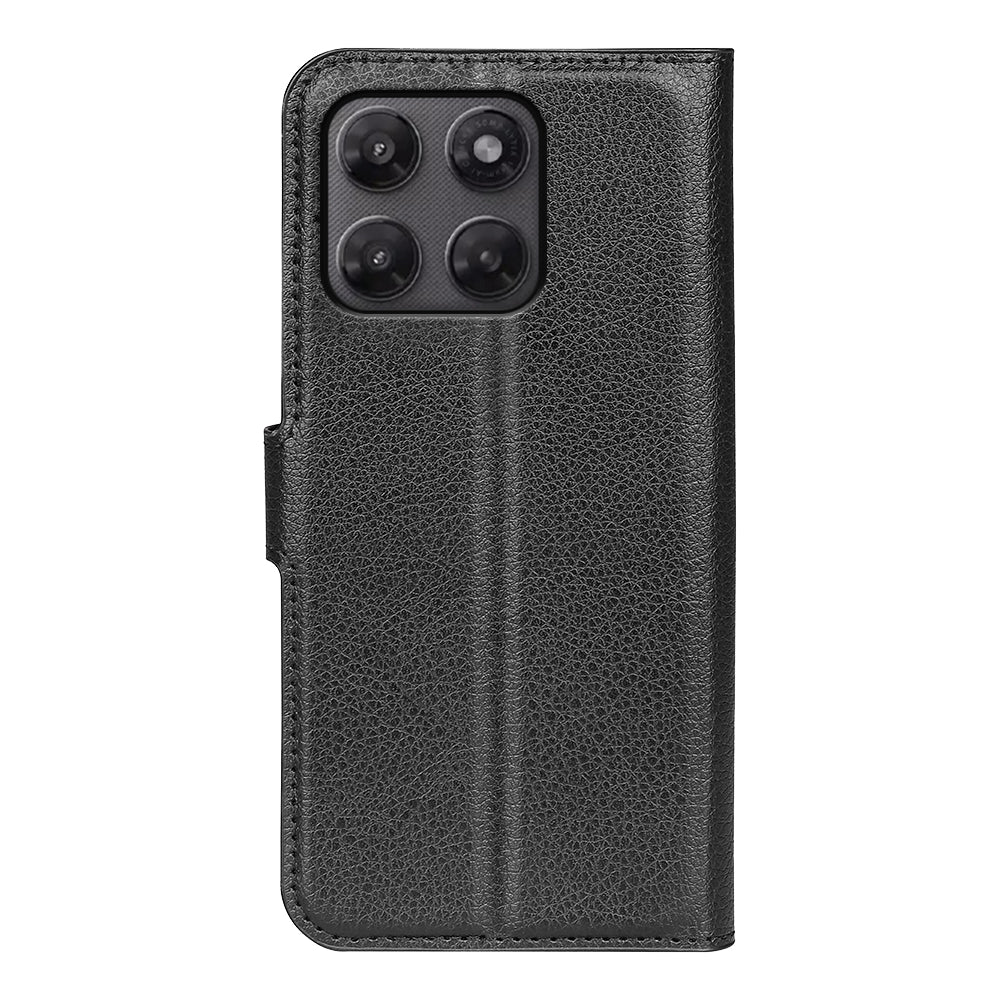 Wallet Case for Motorola Moto G37 / G47 – PU Leather Flip Cover with Card Holder & Stand [Black]