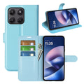 Wallet Case for Motorola Moto G37 / G47 – PU Leather Flip Cover with Card Holder & Stand [LightBlue] - LightBlue