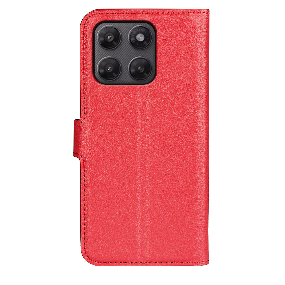 Wallet Case for Motorola Moto G37 / G47 – PU Leather Flip Cover with Card Holder & Stand [Red]