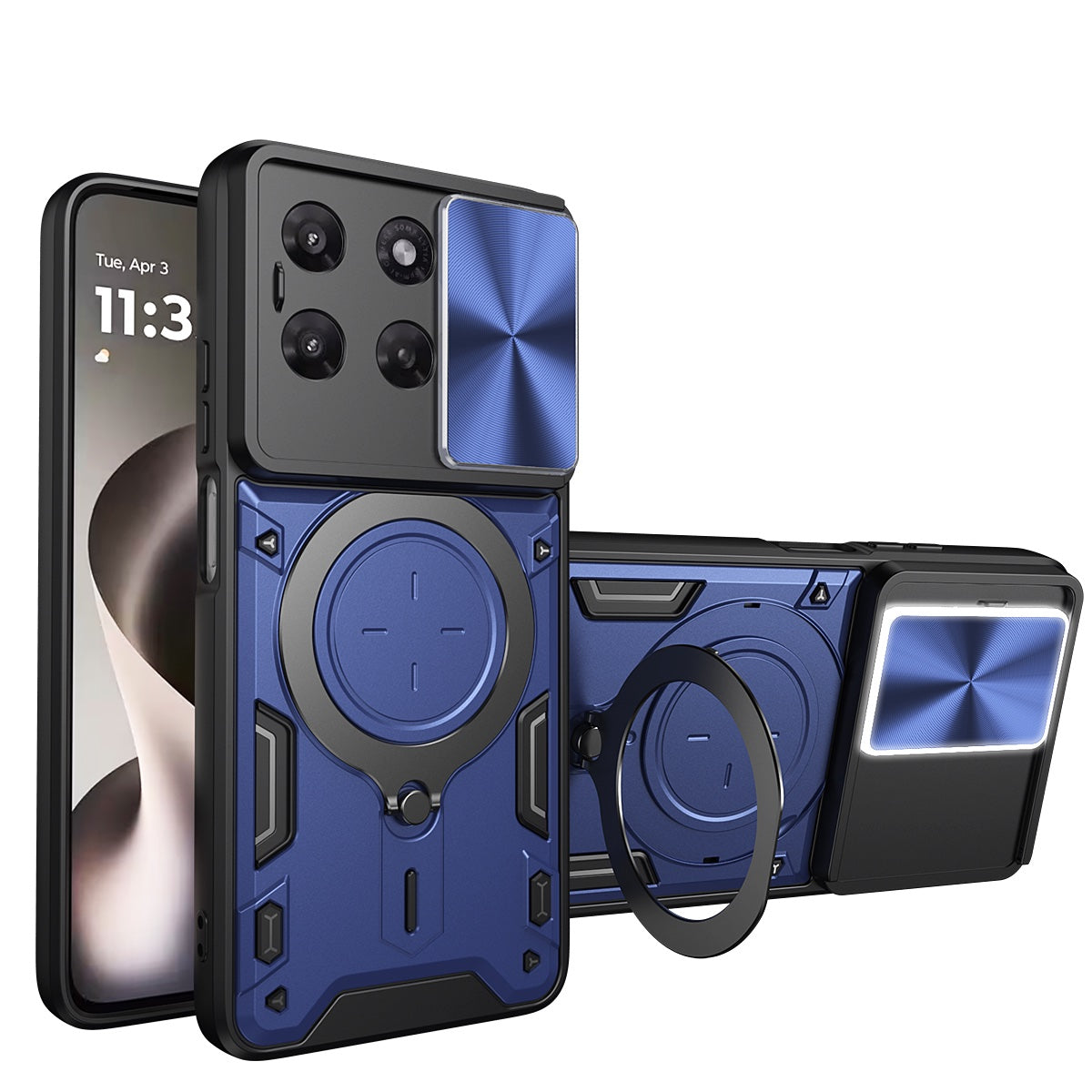 Motorola Moto G37 / G47 Ring Kickstand Case w/ Camera Cover [Navy]
