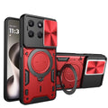 Motorola Moto G37 / G47 Ring Kickstand Case w/ Camera Cover [Red] - Red