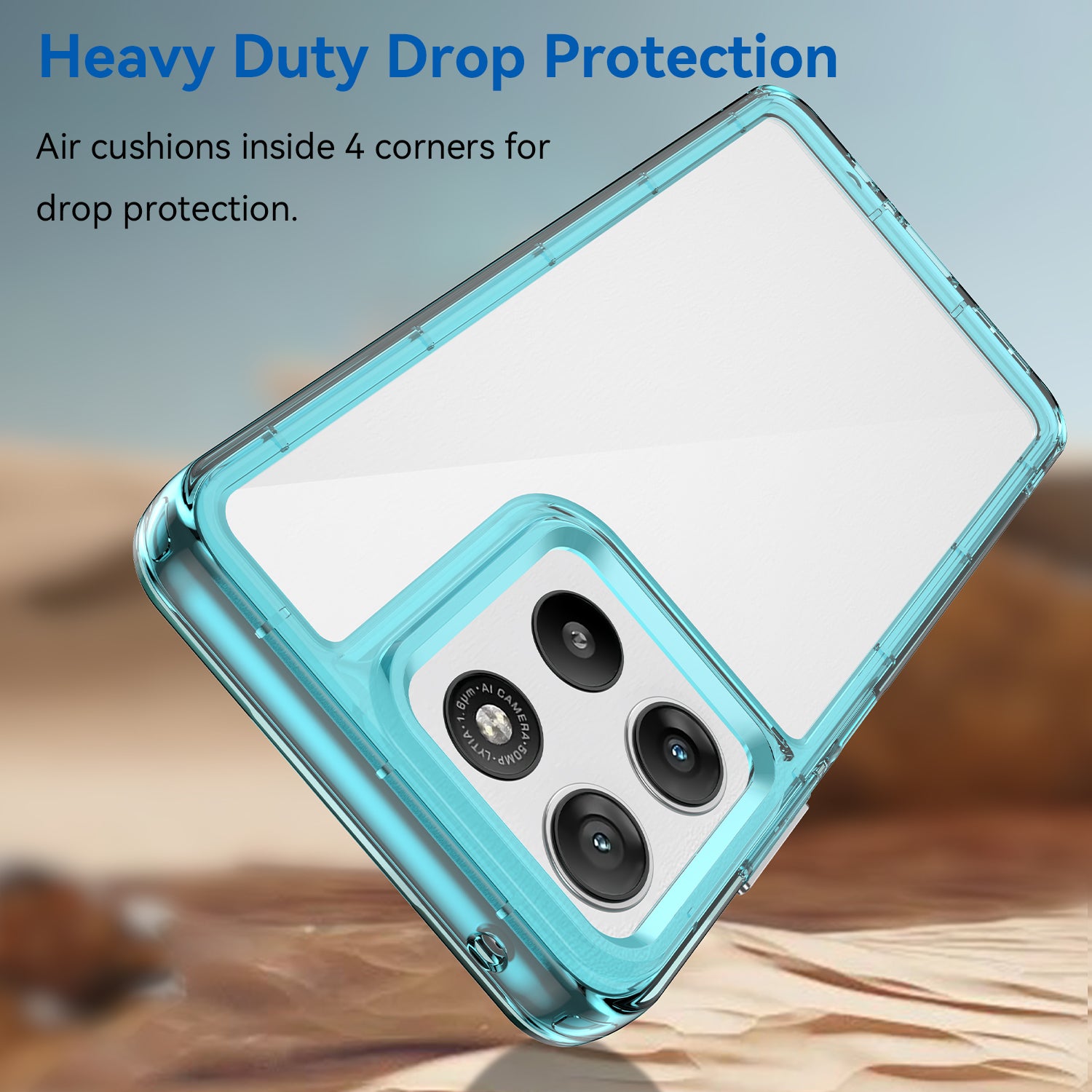 Motorola Moto G37 / G47 Soft TPU Bumper Shockproof Cover Case [Clear Blue]