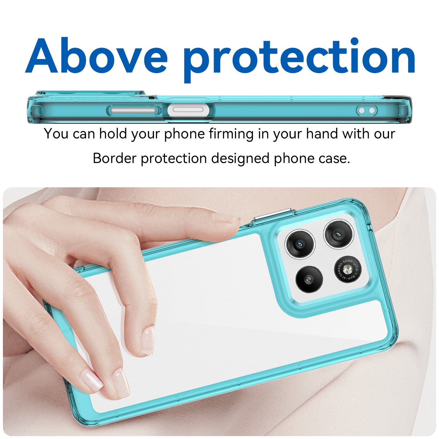 Motorola Moto G37 / G47 Soft TPU Bumper Shockproof Cover Case [Clear Blue]