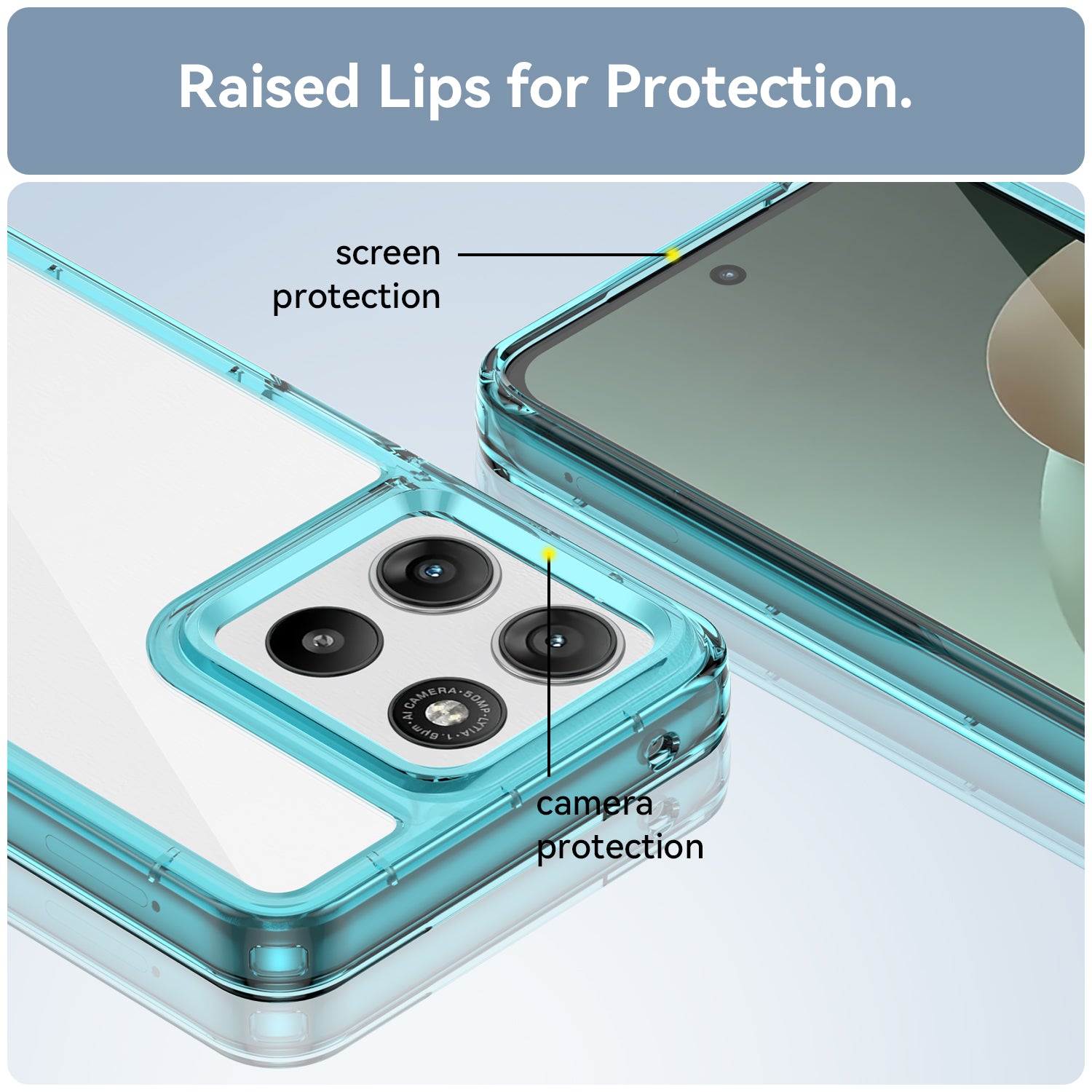 Motorola Moto G37 / G47 Soft TPU Bumper Shockproof Cover Case [Clear Blue]