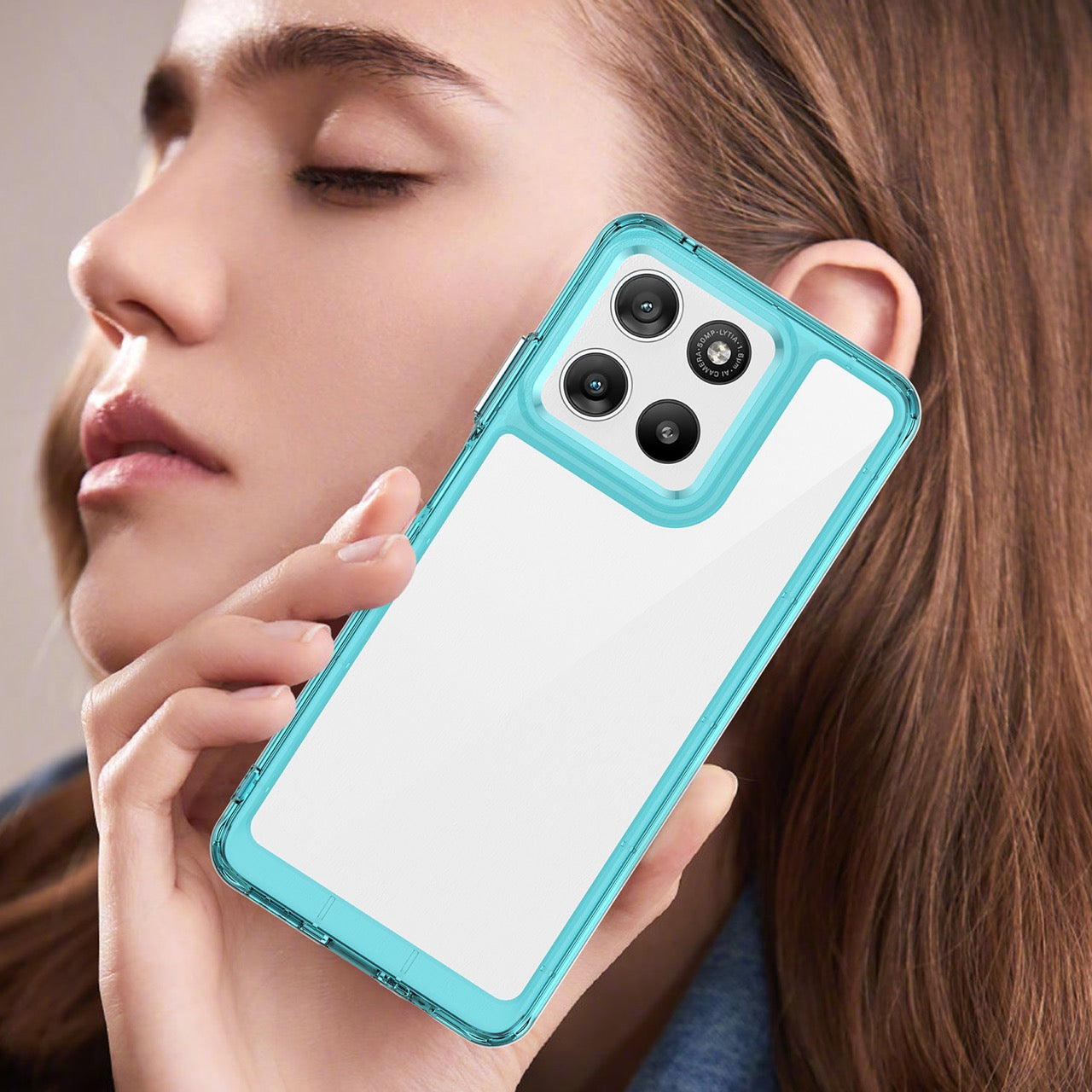 Motorola Moto G37 / G47 Soft TPU Bumper Shockproof Cover Case [Clear Blue]