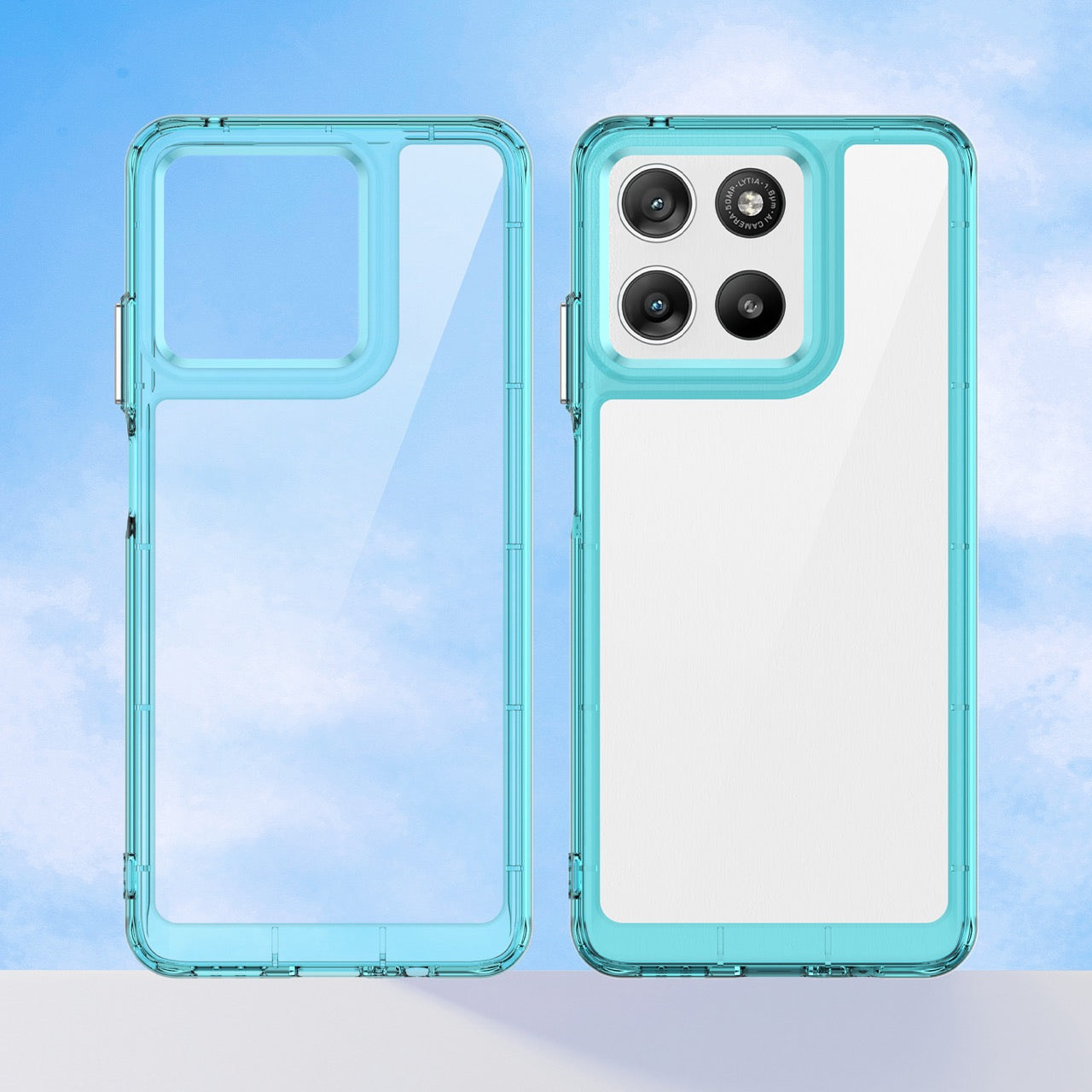 Motorola Moto G37 / G47 Soft TPU Bumper Shockproof Cover Case [Clear Blue]