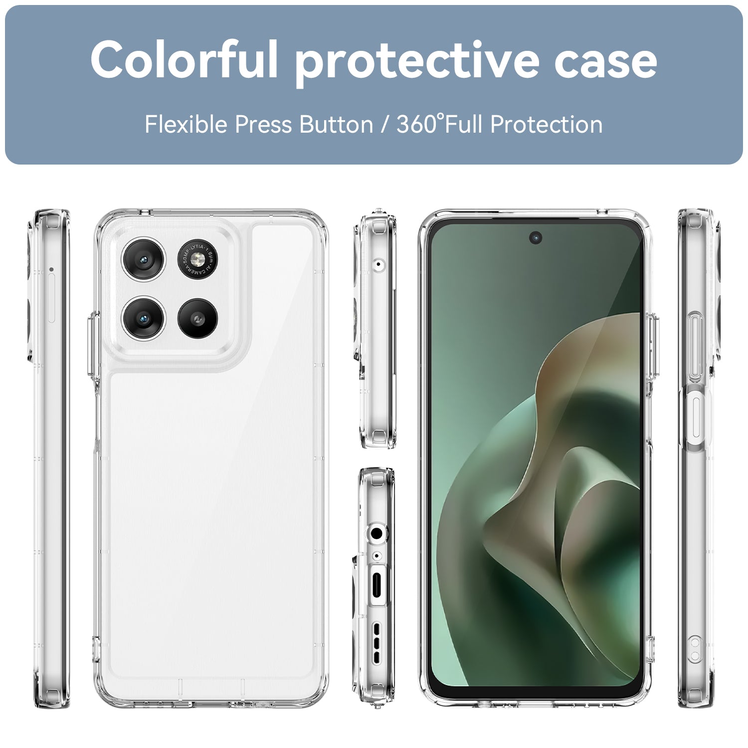 Motorola Moto G37 / G47 Soft TPU Bumper Shockproof Cover Case [Clear]