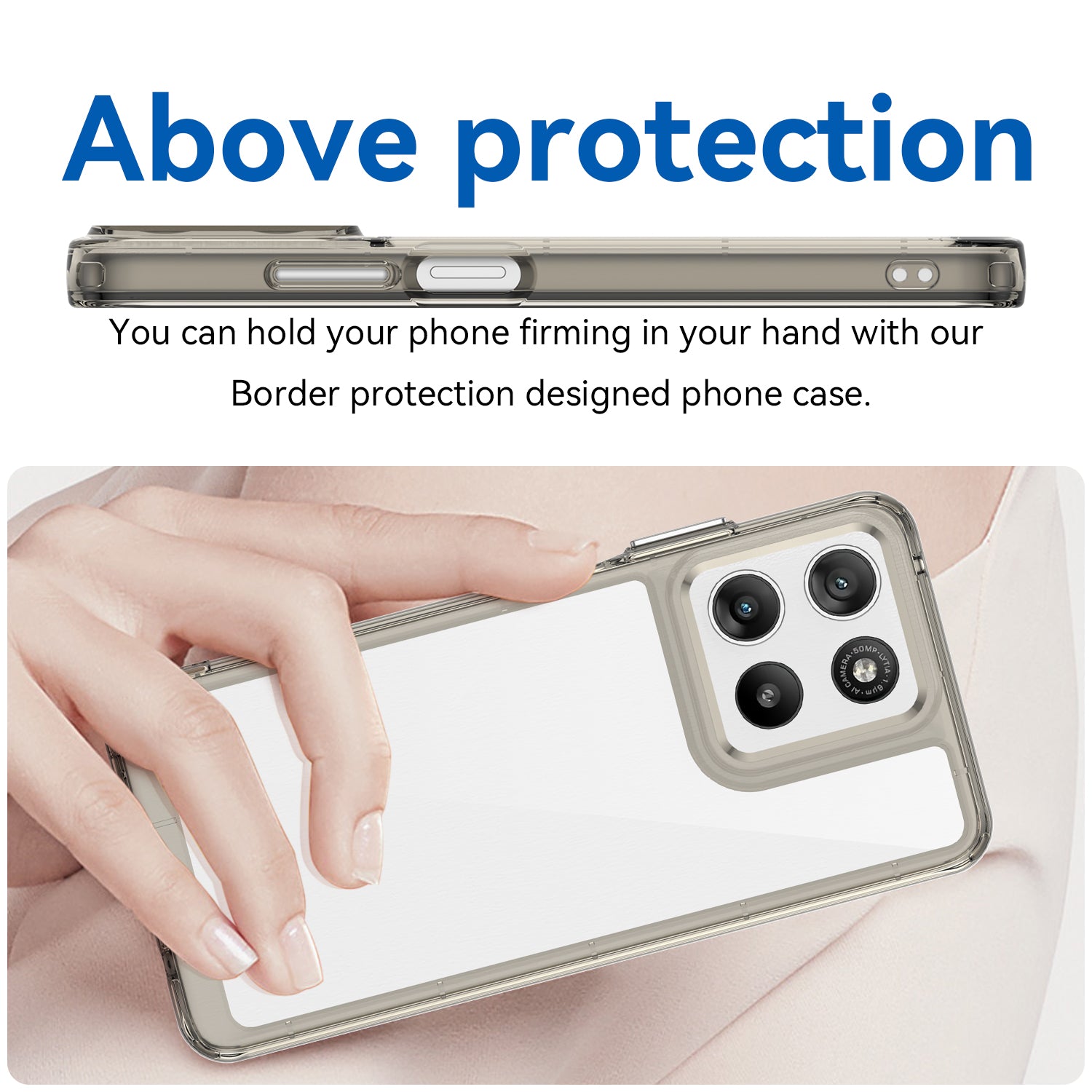 Motorola Moto G37 / G47 Soft TPU Bumper Shockproof Cover Case [Clear Grey]
