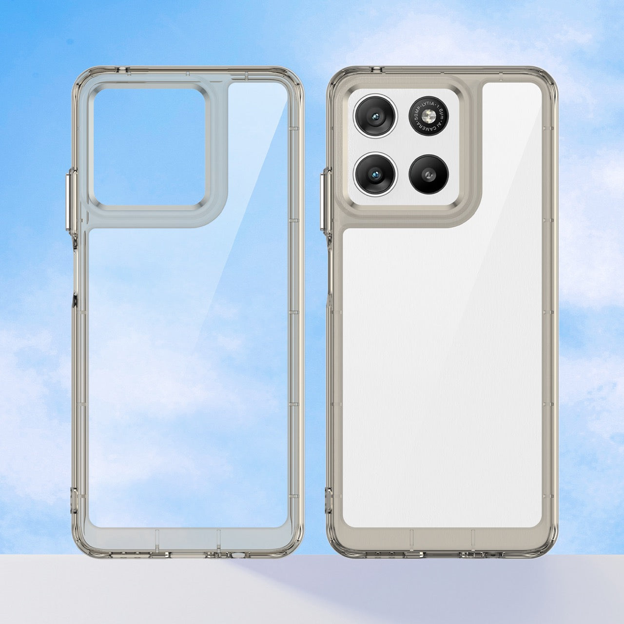 Motorola Moto G37 / G47 Soft TPU Bumper Shockproof Cover Case [Clear Grey]