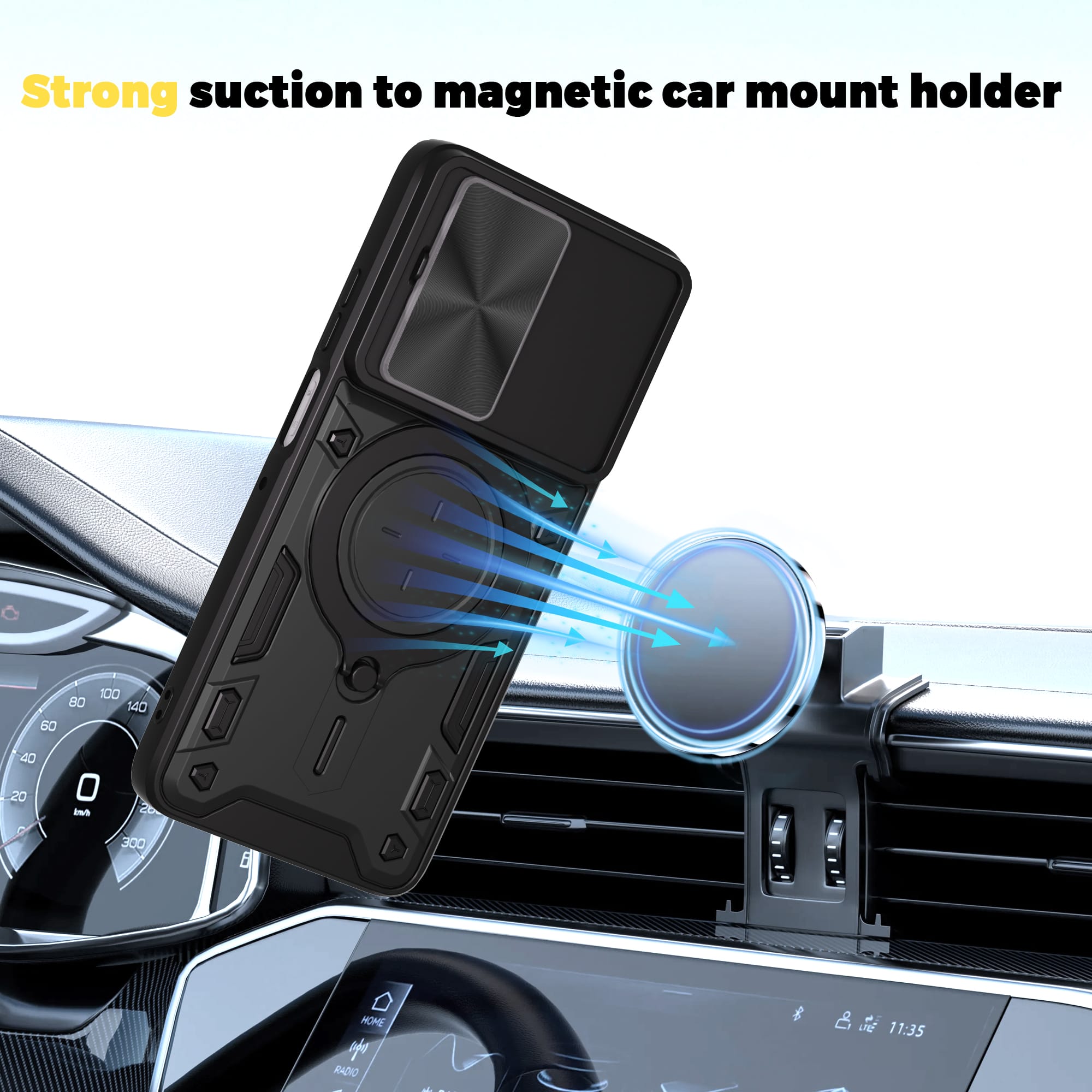 Motorola Moto G56 5G Ring Kickstand Case w/ Camera Cover [Black]