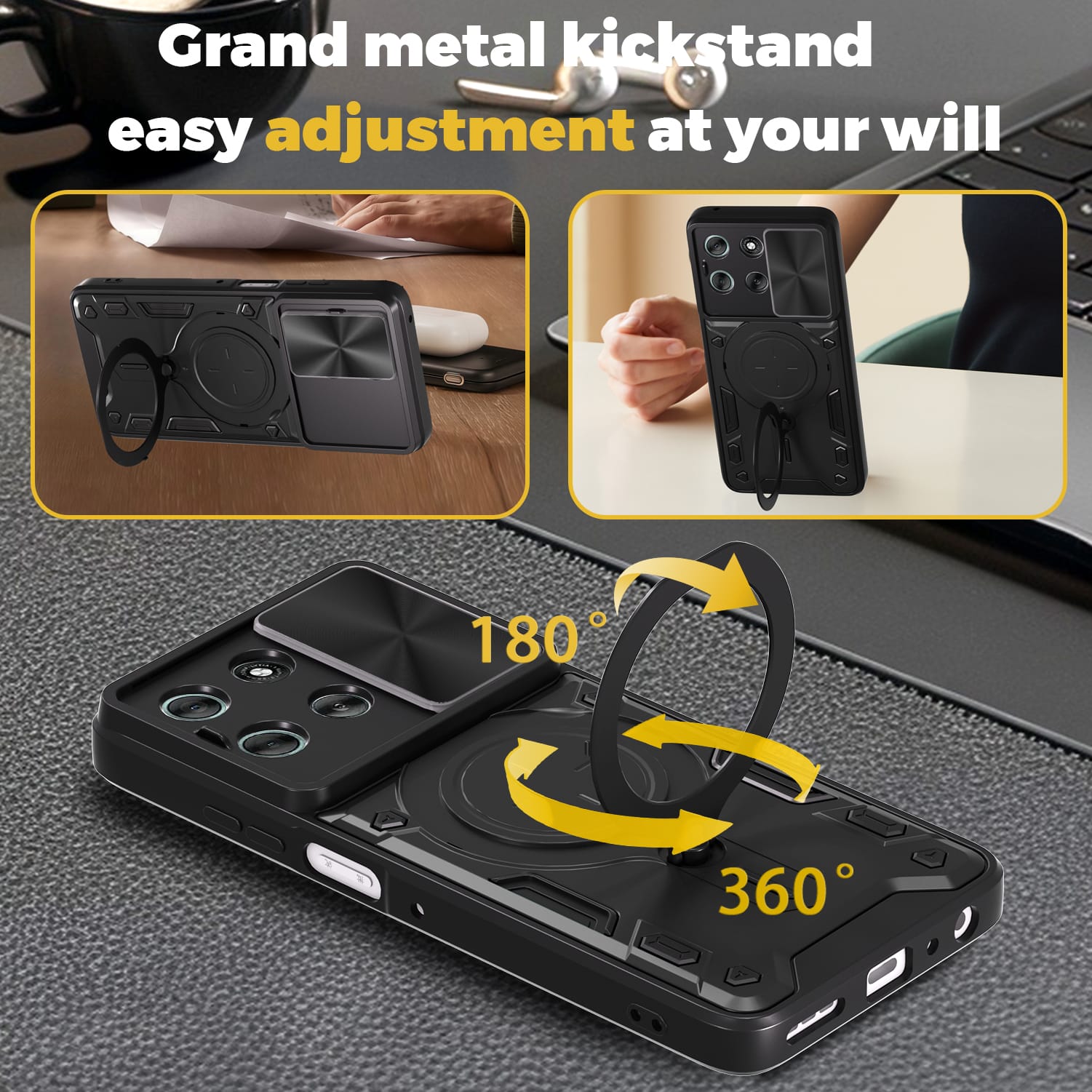 Motorola Moto G86 5G Ring Kickstand Case w/ Camera Cover [Rose Gold]