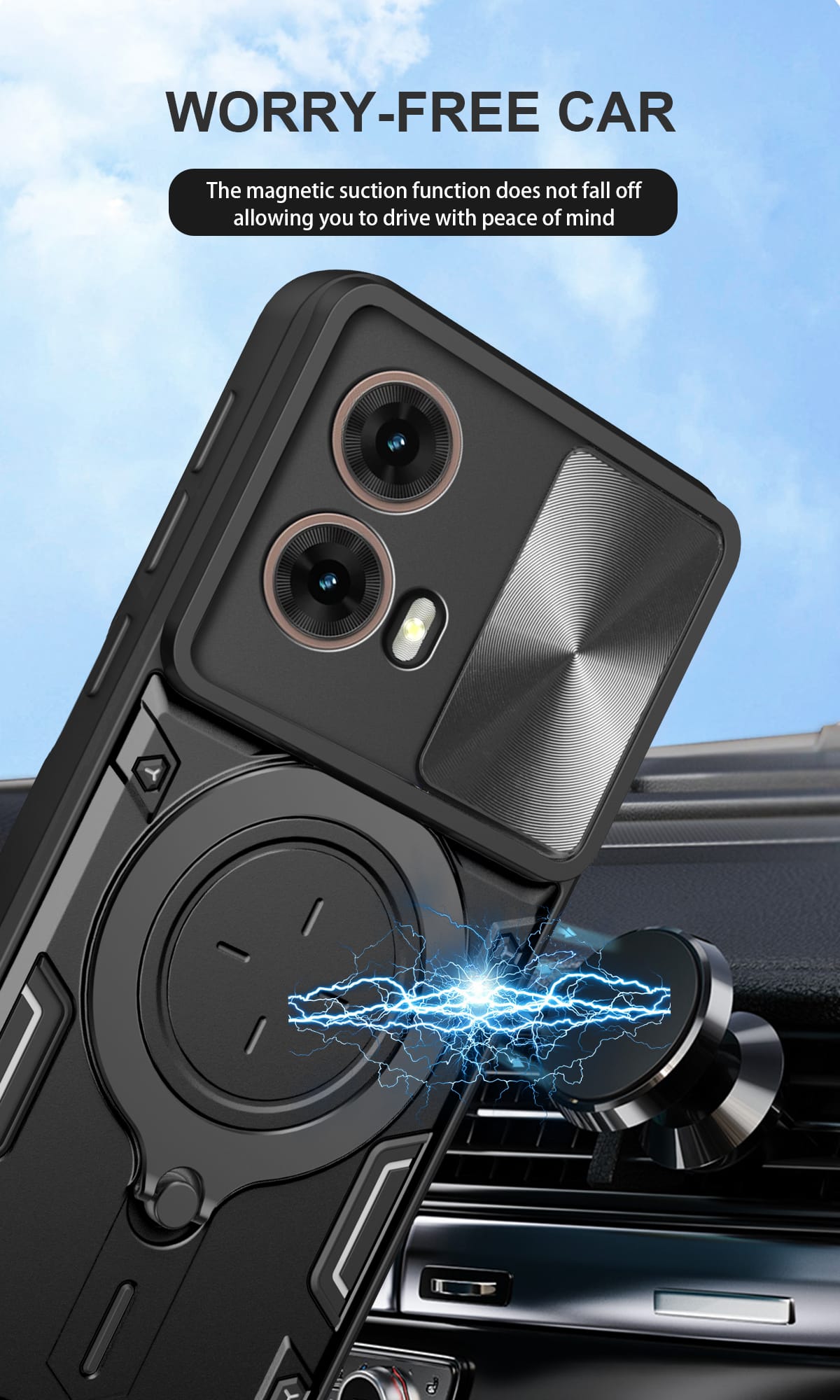 Motorola Moto G85 Ring Kickstand Case w/ Camera Cover [Purple]