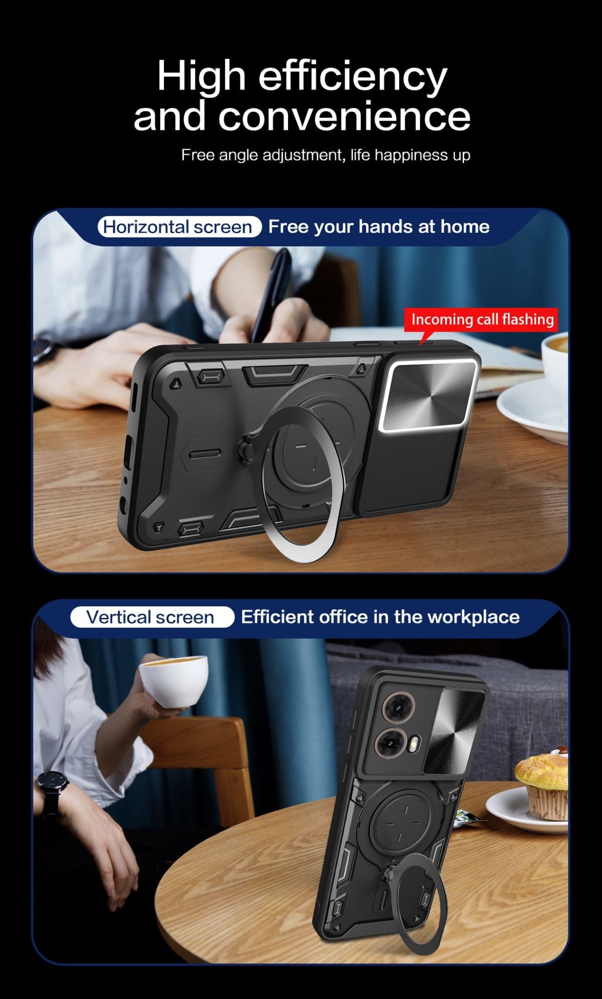 Motorola Moto G85 Ring Kickstand Case w/ Camera Cover [Rose Gold]