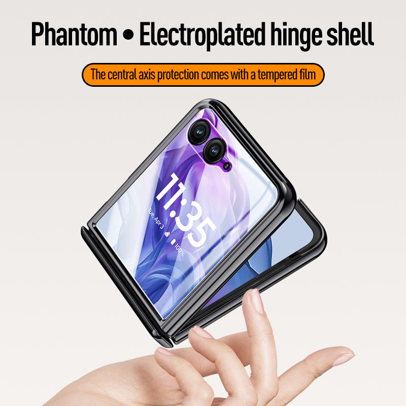 Icebreaker Clear Electroplated Hinge Case for Motorola Razr 50 Ultra with Tempered Glass [Black]