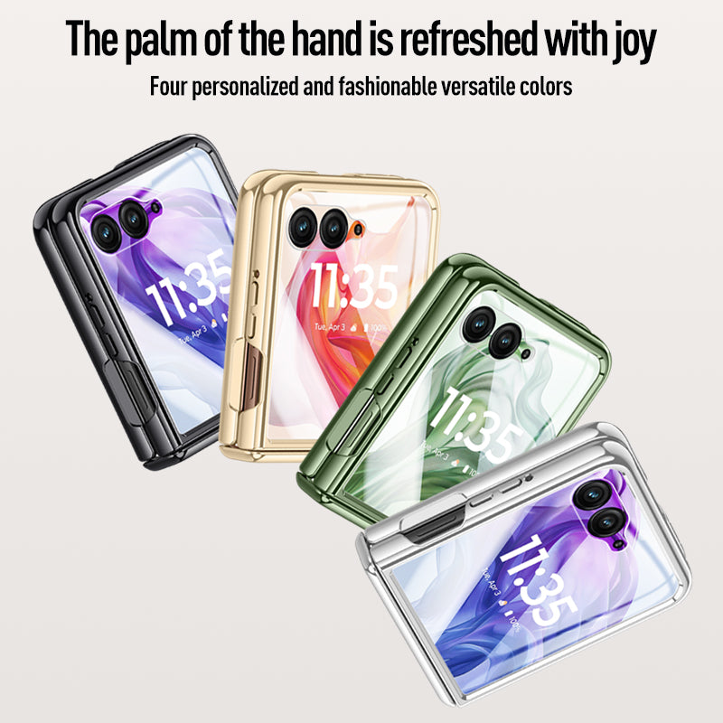 Icebreaker Clear Electroplated Hinge Case for Motorola Razr 50 Ultra with Tempered Glass [Silver]