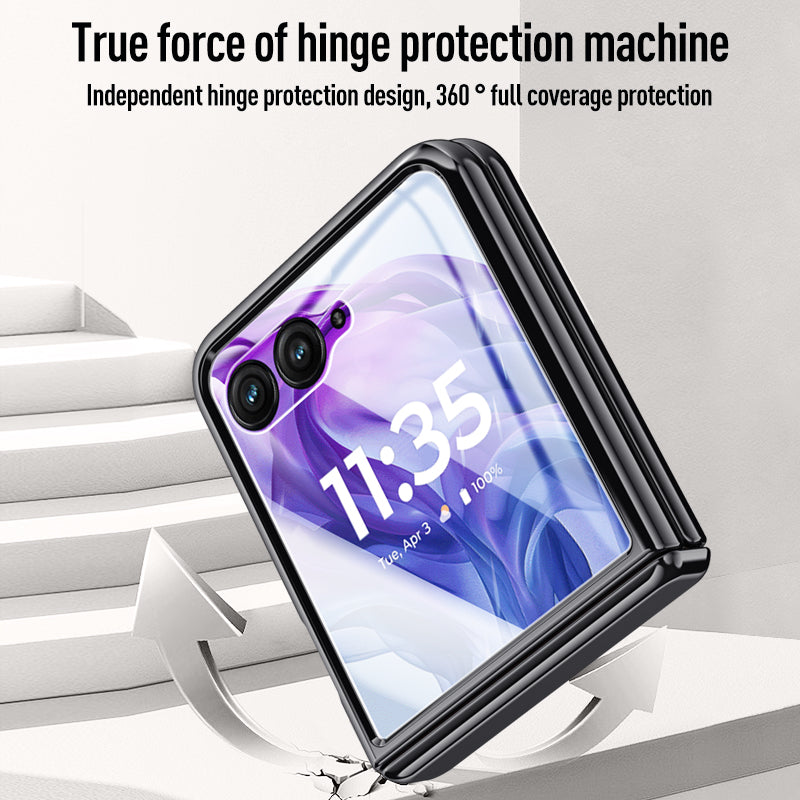 Icebreaker Clear Electroplated Hinge Case for Motorola Razr 50 Ultra with Tempered Glass [Black]