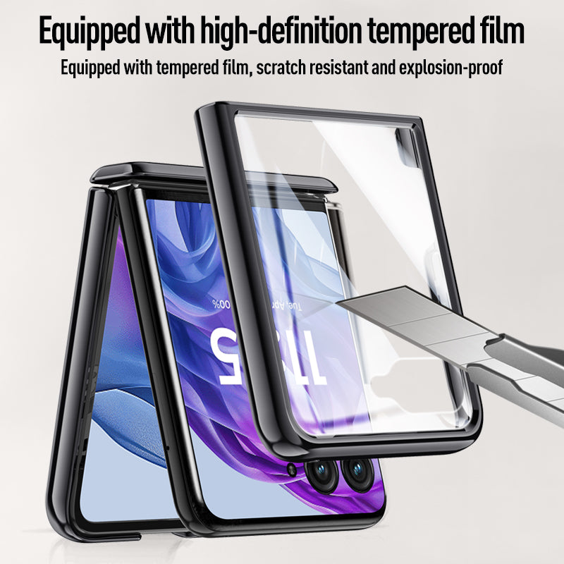 Icebreaker Clear Electroplated Hinge Case for Motorola Razr 50 Ultra with Tempered Glass [Silver]