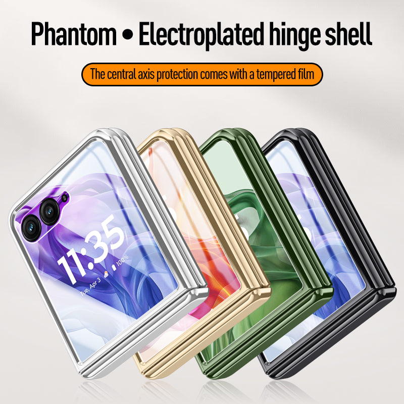 Icebreaker Clear Electroplated Hinge Case for Motorola Razr 50 Ultra with Tempered Glass [Gold]