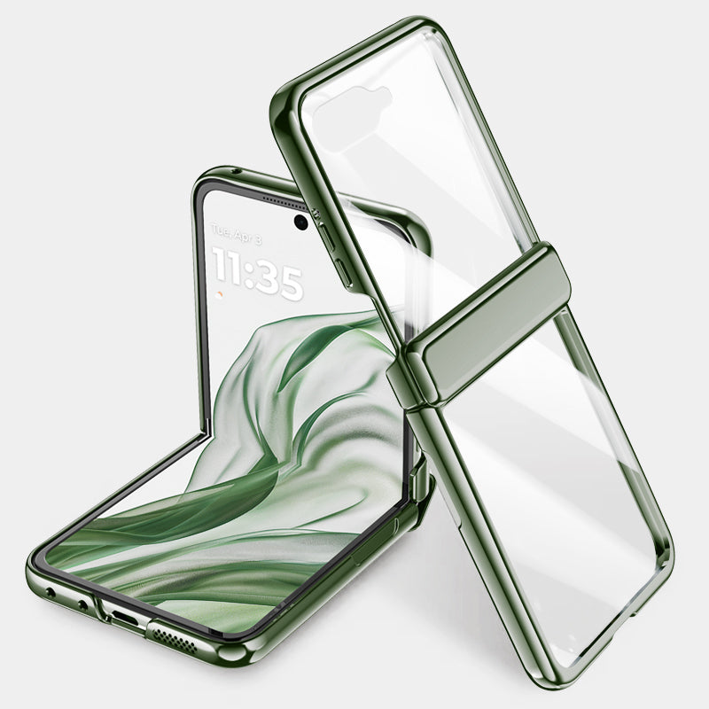 Icebreaker Clear Electroplated Hinge Case for Motorola Razr 50 Ultra with Tempered Glass [Green]