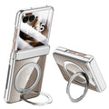 Clear 360°Rotating Magnetic Ring Stand Case for Motorola Razr 50 / Razr 60 with Tempered Glass [Silver] - Silver