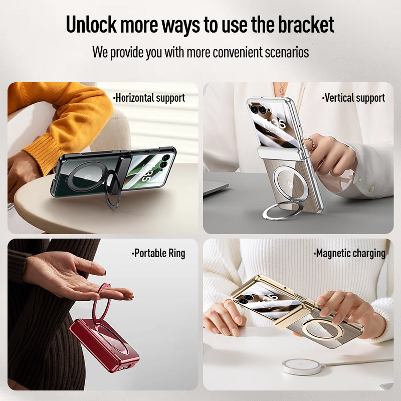 Rotating Magnetic Rings Clear 360°Rotating Magnetic Ring Stand Case for Motorola Razr 50 / Raz