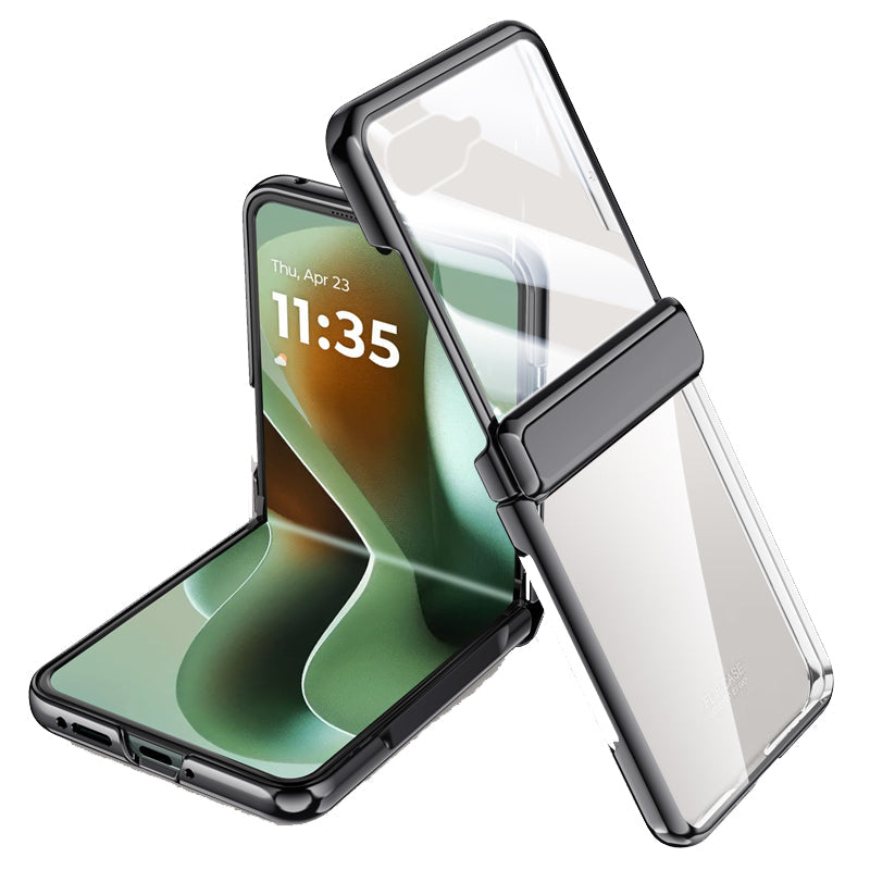Motorola Razr 60 Ultra / 70 Ultra Icebreaker Clear Electroplated Hinge Case with Tempered Glass [Black]